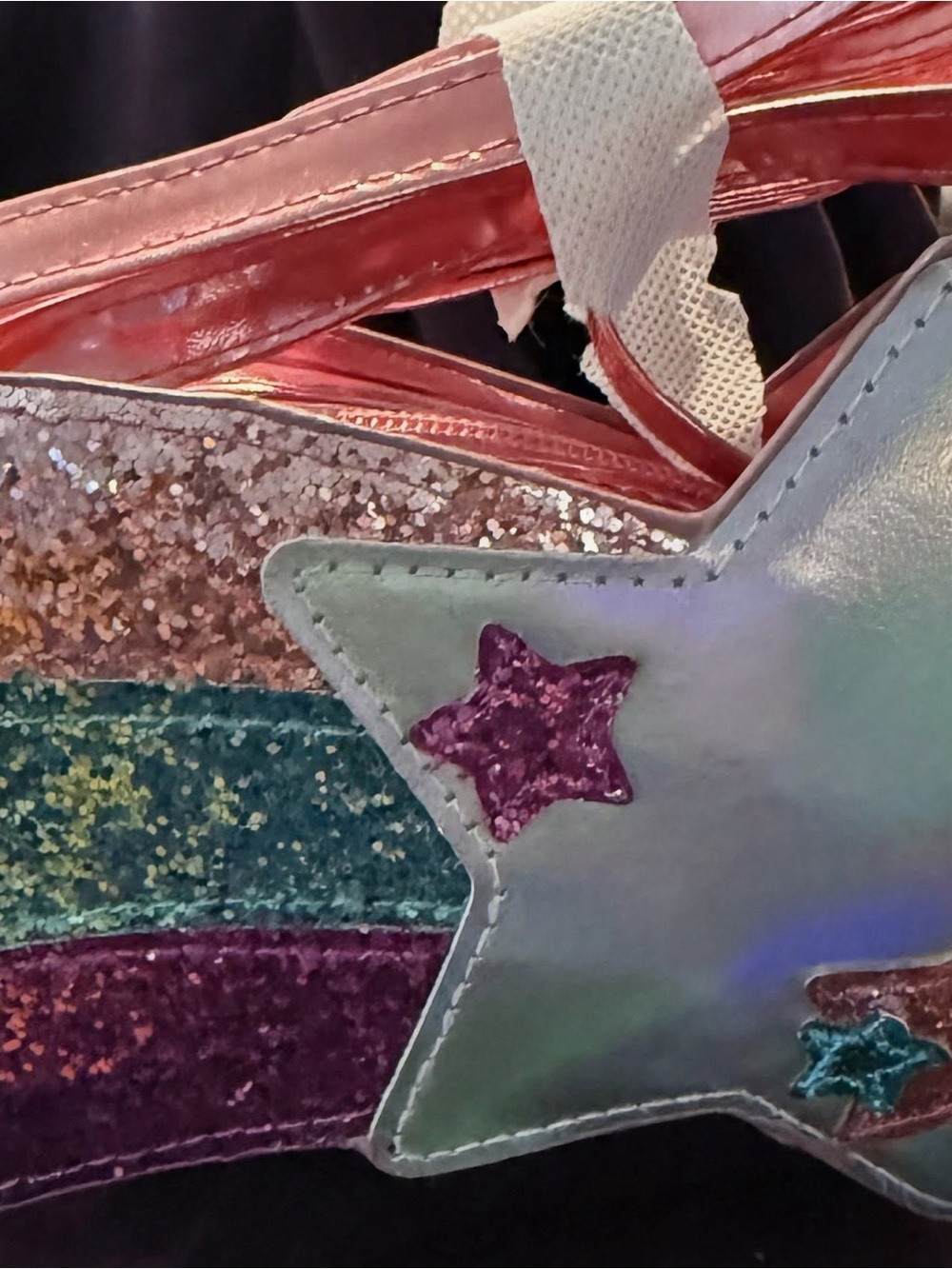 Claire's Glitter Star Shoulder Bag - Pink, Purple, Teal